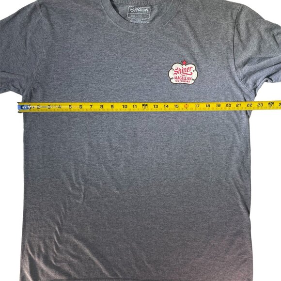 Magellan Outdoors Shiner Bock Beer Collab Gray Graphic T-shirt Frat Texas - Picture 4 of 8